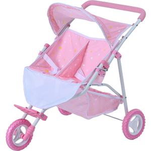 Olivia's Little World Twinkle Stars Princess Deluxe Baby Doll Stroller, Pink/White