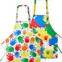 2 Pack Kids Apron Girls Boys for Cooking, Waterproof Art Apron with Pockets for Kids Painting Cooking Baking