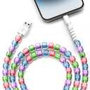 ATESSON for iPhone Charger Cord 3.3FT Beaded Phone Charger Cable for iPhone 14/13/12/11 Pro Max 60W Fast Charging USB A Cable for iPad 9th/8th/7th Generation Girly Cute Car Accessories for Women Girls