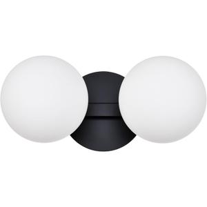 Black Bathroom Vanity Light Fixtures, Modern 2 Lights Globe Wall Sconce Lighting, Porch Wall Mount Light Fixture for Bathroom, Mirror Cabinets Hallway Stairs (Matte Black, 2-Light)