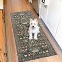 Hallway 2x5 Washable Runner Rug: Oriental Floral Stain Resistant Rug for Entryway Kitchen Farmhouse Soft Carpet for Bathroom Bedroom Thin Laundry Living Room Floor Mat with Non Slip Backing(2x5,Green)