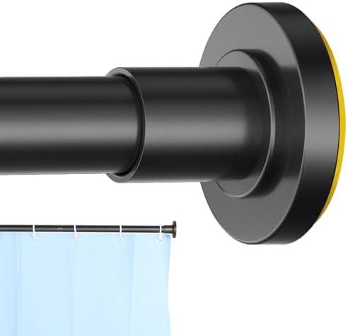 CorkLatta Black Shower Curtain Rod 31 to 80 Inch,1 Inch Diameter Adjustable Spring Tension Stainless Steel Telescoping Rod,Easy Install, No Rust