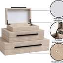 Decorative Boxes with Lids, Set of 3 Faux Leather Decorative Box, Large Modern Nesting Storage Decorative Boxes with Lids for Home Decor, Jewelry Boxes, Photo Boxes, Organizer Box (Ivory)