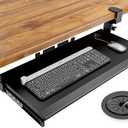 Hemudu Keyboard Tray Under Desk Pull Out with Extra Sturdy C Clamp Mount System, 27.3 (32.5 inch Including Clamps) x 11 Inch Slide-Out Platform Computer Drawer for Typing Black