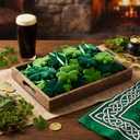 Gerrii 24 Pack St Patrick's Day Shamrock Ornaments for Tree 2.56 Inch Velvet Clover Decorations Lucky Green Irish Trefoil Hanging Bauble for Saint Patricks Day Table Shelf Decor