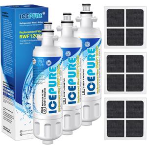 ICEPURE ADQ36006101 Replacement for LG LT700P, Kenmore Elite 9690, ADQ36006102, RFC 1200A, 46-9690 469690, ADQ36006101-S, LFXS30766S, WSL-3, FML-3, Refrigerator Water and LT120F Fresh Air Filte,3Combo