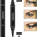 Handaiyan Waterproof 2 in 1 Eyeliner Stamp Liquid Liner Professional Makeup Long Lasting Quick Smudge Proof Hyper Drying Resistant Stay All Day Waterline Winged Instant Result(Classic Black) 2 Pack