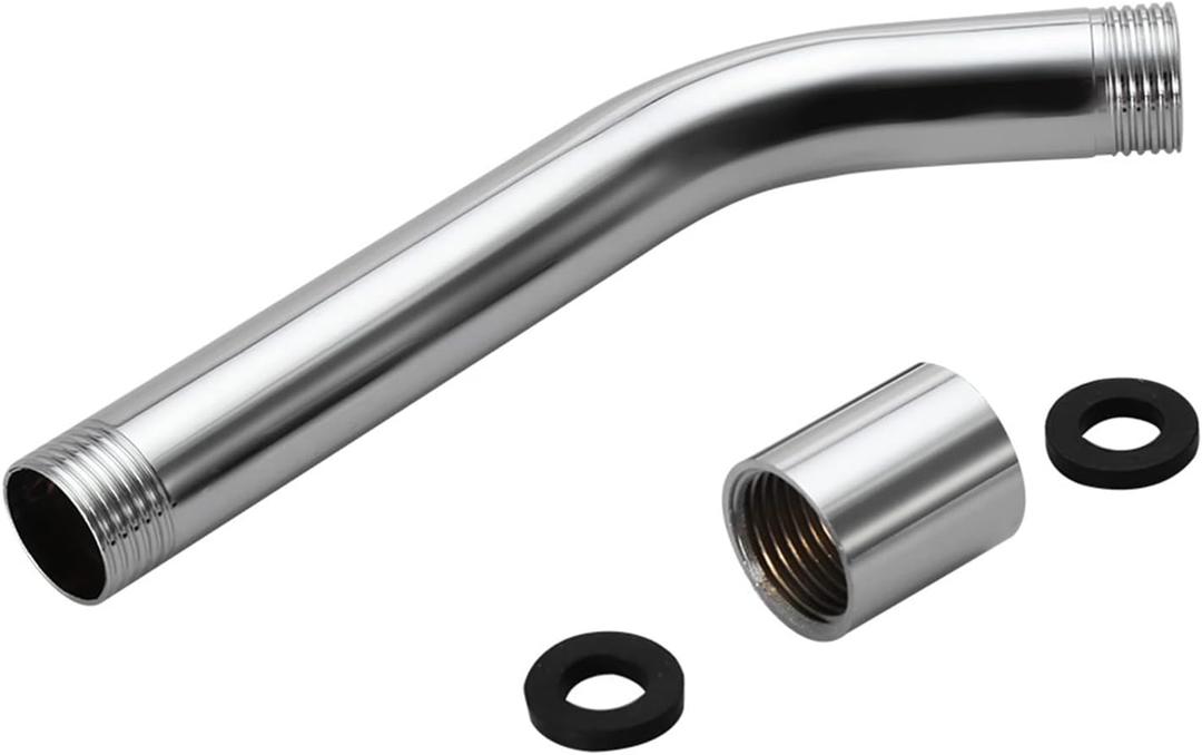 Shower Head Extension Arm, Replacement Right Angle Arm Heads Extender 8 Inches Long High Rise Handheld Pipe Chrome Plating Wall Mounted Stainless Steel Bathroom Standard 1/2" Connection Finish