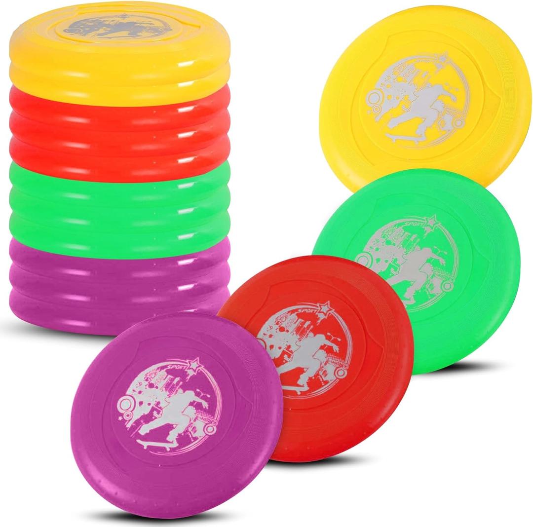 Liberty Imports 12 Pack: Plastic Flying Sports Discs Set for Outdoors Beach Backyard Throwing and Catching Activities, 9" Play Discs for Kids & Adults
