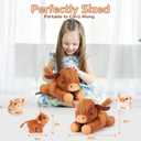 gnomantic 4 Pieces Highland Cow Stuffed Animals - 1 Mommy Stuffed Highland Cow with 3 Babies - Brown Cow Gifts for Girls Age 3-8, Cows Plush Toys for Christmas, Valentine's, Birthday Gifts (Brown)