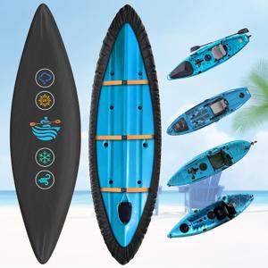 Kayak Cover 600D Canoe Cover for Outdoor Storage Heavy Duty & Waterproof, Fade-Resistant, Fits Paddle Board, SUP, Canoe, and Kayak Boat (For 15.3ft - 16.5ft kayak)