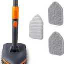 CLEANHOME Tile Tub Scrubber Brush with 3 Different Function Cleaning Heads and 56" Extendable Long Handle-No Scratch Shower Scrubber for Cleaning Bathroom Kitchen Toilet Wall,Bathtub,Sink,Grey (Gray)