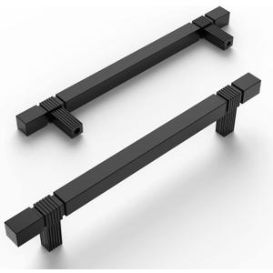 Amerdeco 10 Pack Matte Black Kitchen Cabinet Pulls 5 Inch Hole Centers Cabinet Hardware Kitchen Handles for Cabinets Cupboard Handles Drawer Pulls T Bar ZH0021