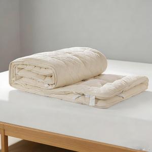 Luxury 100% Organic Wool Mattress Topper Made from Australian Merino,Extra Thick Pillow Top Mattress Pad with 100% Cotton Cover, Fuffy Mattress Cover (Beige, Queen(60"x80"))