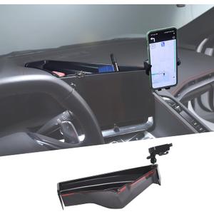 Center Console Multi-Mount Phone Holder Storage Box Compatible with Chevrolet Corvette C8 2020-2025, Navigation Screen Rear Storage Tray Organizer, Telescopic Arm Holder - Style D1