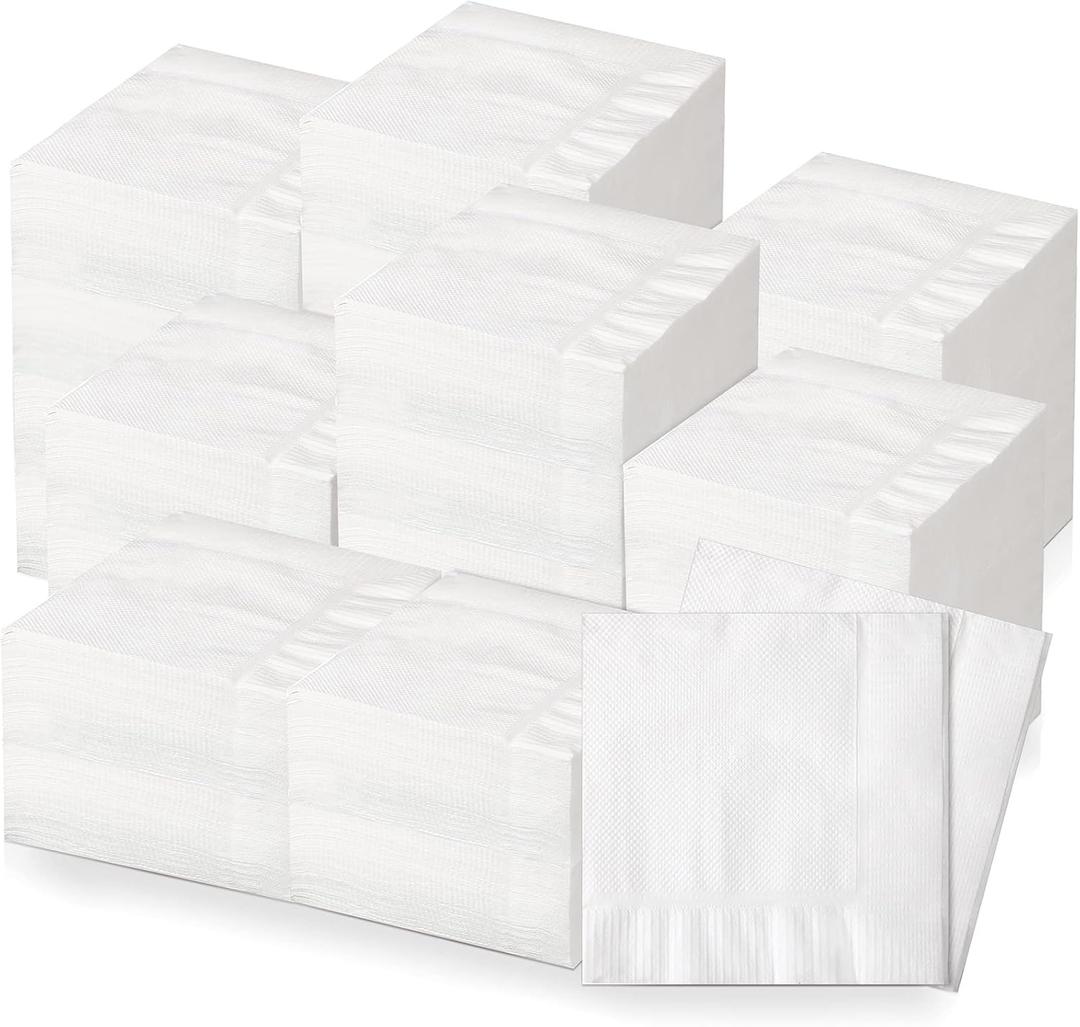 Kisston 2000 Count Cocktail Napkins Bulk White Cocktail Napkins Paper 1 Ply Folded Bulk for Kitchen Wedding Beverage Hand Towel Paper for Restaurants Bar Party
