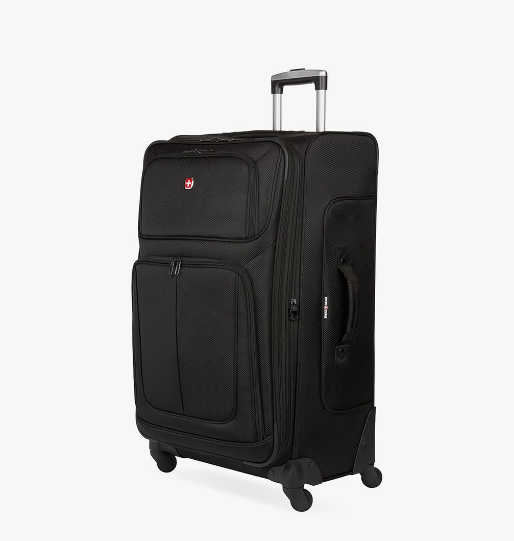 SwissGear Sion Softside Expandable Luggage, Black, Checked-Large 29-Inch