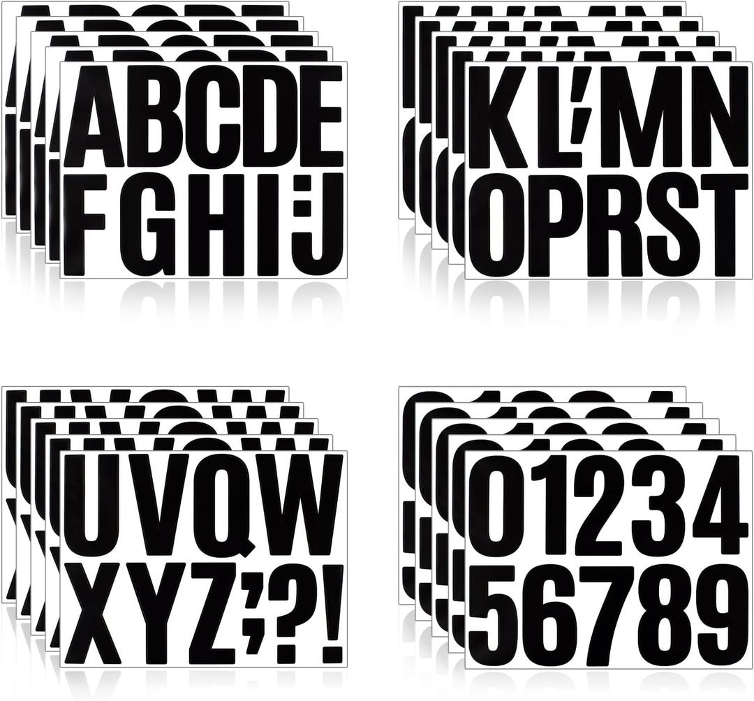 220 Pieces 20 Sheets Letter Stickers,Self Adhesive Vinyl Waterproof Mailbox Numbers Stickers,Alphabet Number Stickers for DIY,Bulletin Board,Window,Door,Sign,Bike,Car,Laptop(4Inch Black)