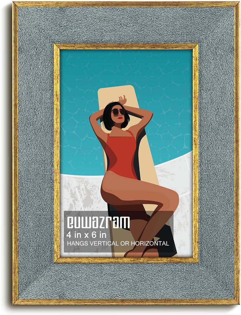 Suede 4x6 Frame - Single Frame, Christmas Elegant Gray 4 x 6 Poster Frame, 4x6 Picture Frame for Artwork Puzzles Photos and Movie Posters