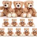 HyDren 12 Pieces Valentines Bears Stuffed Animals Soft Plush Toy Bears for Birthday Party Easter Wedding Baby Shower Christian Charity Donation Supplies(Light Brown)