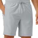 M MAELREG Mens Athletic Shorts with Zipper Pockets 7"/ 9" Lightweight Quick Dry Sports Gym Workout Running Shorts Size 3XL, Glacier Grey