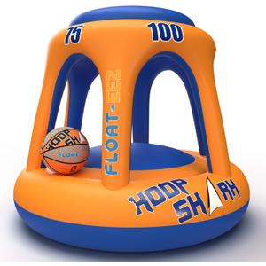 Swimming Pool Basketball Hoop Set by Hoop Shark - Orange/Blue - Inflatable Hoop with Ball - Perfect for Competitive Water Play and Trick Shots - Ultimate Summer Toy Swimming Pool Basketball Hoop Set by Hoop Shark - Orange/Blue - Inflatable Hoop with Ball - Perfect for Competitive Water Play and Trick Shots - Ultimate Summer Toy