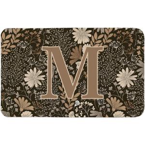 Vintage Boho Floral Personalized Door Mat Welcome Mat Initial Letter M Monogram Door Mats Indoor Outdoor, Kitchen Bath Mats, Gifts for Women, Retro Home Decor, 28 x 18 Inch
