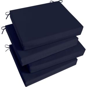Basic Beyond Outdoor Chair Cushions Set of 4, Square Corner Outdoor Cushions for Patio Furniture, Water Resistant Patio Chair Cushions with 2 Ties, 18.5x16x3, Navy