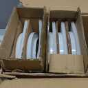 AmorArc Ceramic Dinnerware Sets for 6, 18 Pieces Handpainted Plates and Bowls Set with Rustic Terracotta Underside, Scratch Resistant Stoneware Dishes Set, Dishwasher & Microwave Safe (White (Handbrush Rim))