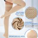 Ailaka Thigh High Medical Compression Stockings for Women Men, Open Toe Firm 20-30 mmHg Graduated Compression with Silicone Band for Varicose Veins, Edema, Post-Surgery