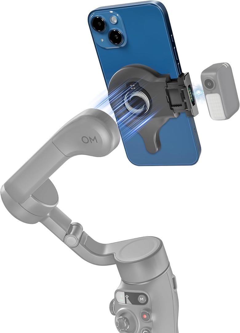 OM Magnetic Mount for DJI Osmo Mobile 8/7P/7 Gimbal Stabilizer, Double-sided Magnetic Quick-Release Mount Retractable Extension for MagSafe Phone Compatible with OM Multifunctional Tracking Module