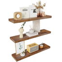Colima Floating Shelves for Wood Shelf for Bedroom, 36 Inch Wall Mounted Floating Shelves for Bathroom Living Room Kitchen Office, 1.5" Thick Floating Book Shelves for Wall, Set of 3 Brown