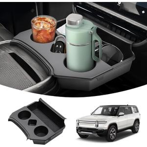 Karltys 2 in 1 Center Console Organizer Dining Tray with Cup Holder for Rivian R1S R1T Accessories 2022-2025 2026, 2 Layer Storage Box with Detachable Drink Holder & Anti-Slip Silicone Mat Karltys 2 in 1 Center Console Organizer Dining Tray with Cup Holder for Rivian R1S R1T Accessories 2022-2025 2026, 2 Layer Storage Box with Detachable Drink Holder & Anti-Slip Silicone Mat
