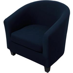 WOMACO 2 Pieces Club Chair Slipcover Printed Stretch Armchair Tub Round Barrel Swivel Chair Covers withc Cushion Cover Elastic Bottom Sofa Furniture Protector for Tullsta (2, Navy)