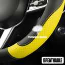 Microfiber Leather Steering Wheel Cover, Breathable, Anti Slip, Universal 15 inch, Black with Yellow