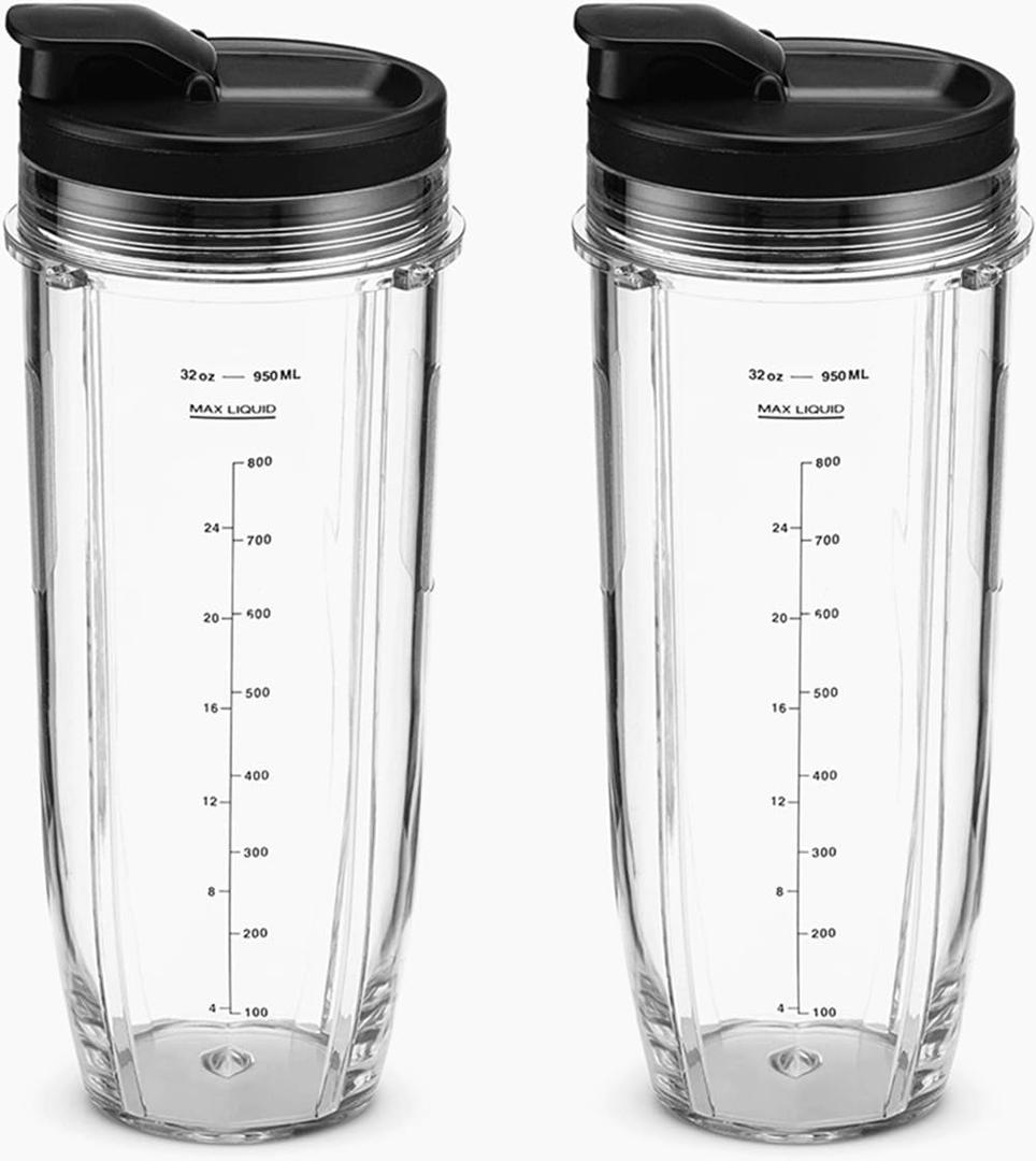 2 Pack 32oz Cup Spout Lids for Nutri Ninja Auto IQ Series Blenders BL450 BL454 BL456 BL480 BL481 BL482 BL490 BL640 BL642 BL680 BL687 G_APOK