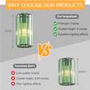 Modern Crystal Pendant Light Mini Light Green Chandeliers Adjustable Pendant Lights Fixture for Kitchen Island Dinning Room Corridor Bedroom(Light Green 2-Pack)