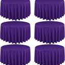 REWOMC 10 Pack Purple Round Tablecloths 90 Inch, Circle Bulk Washable Linen Polyester Tablecloth, Table Cloth Cover for Wedding Buffet Party Banquet Reception Restaurant and Camping