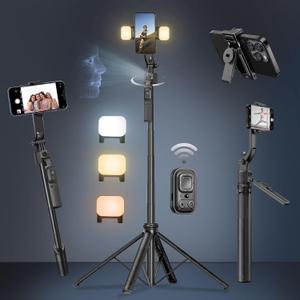 Auto Face Tracking Selfie Stick Tripod for iPhone with Light 360 Rotation 63" Phone Camera Tripod Stand Follows Your Movement with Remote for Content Creator Vlog Live Stream Video Recording
