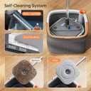 KZKR Spin Mop and Bucket Set with 2 Replaceable Microfiber Mop Pads with Self Separation Dirty and Clean Water System, Self Wringing 360 Rotating Square Mop Head for Hardwood Tile Marble Floors