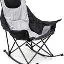SUNNYFEEL Oversized Rocking Camping Chair, Fully Padded Patio Chair with Side Pocket, High Back Portable Lawn Recliner with Headrest, Outdoor Camp Rocker Chairs for Adults Heavy Duty 500 LBS Carry Bag