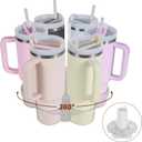 Aobiono Water Bottle Organizer for Stanley 40 oz Tumbler, Rotatable Cup Holder Stand 6 Slot Lazy Susan Spinning Carousel, Kitchen Cabinet Storage Accessories (Transparent) (Clear)