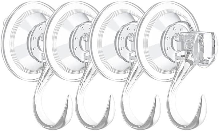4 pack Suction Cup Heavy-Duty HookLarge Clear Reusable Wreath Vacuum Hookuse for Windows Tiles Glass Smooth Doors and Mirrors to Hang Bags Coats Umbrellas kitchenware and Christmas Wreaths