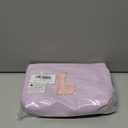 Makeup Bag Cosmetic Bag for Girls with Initial Letter Patch 3 Pieces Corduroy Travel Toiletry Make Up Brush Bag Pounch Organizer Preppy Things Cute Stuff Gifts for Teen Girls (Lavender L)