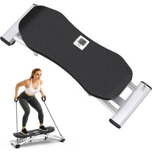 PASYOU Balance Board for Adults, Rock Stepper for Exercise at Home, Simulate Ski Machine with Resistance Band & LCD Display, 330lbs Weight Capacity, Ski Balance Trainer for Full Body (White)