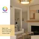 LED Rattan Ceiling Light, HWH Boho Light Fixtures Ceiling 22W, 15'' Handwoven Twine Cage Light Fixtures Close to Ceiling Light 5CCT, 5HYS78MF-LED