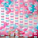 2 x 8 Pcs Gender Reveal Party Decorations 8.2 ft Pink and Blue Bow Baby Shower Banner Cute Gender Reveal Hanging Garland Photo Backdrop for Birthday Wedding Party Supplies
