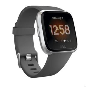 Fitbit Versa Lite Smartwatch,GPS,Charcoal/Silver Aluminum, One Size (S & L Bands Included)