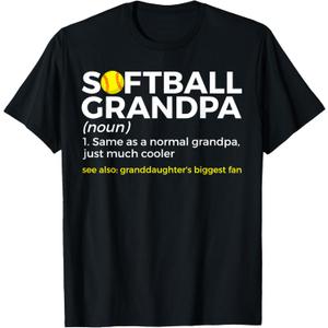 Softball Grandpa Definition Granddaughter's Biggest Fan T-Shirt (XL, Black)