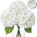 Veryhome White Hydrangea Artificial Flowers - 3Pcs 22.44In Large Faux Hydrangea Flowers, Latex Real Touch Flowers Fake Hydrangeas for Home Decor Wedding Party Centerpieces Floral Arrangements